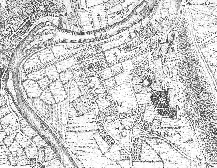 John Rocque’s map of Ham and Petersham c.1746